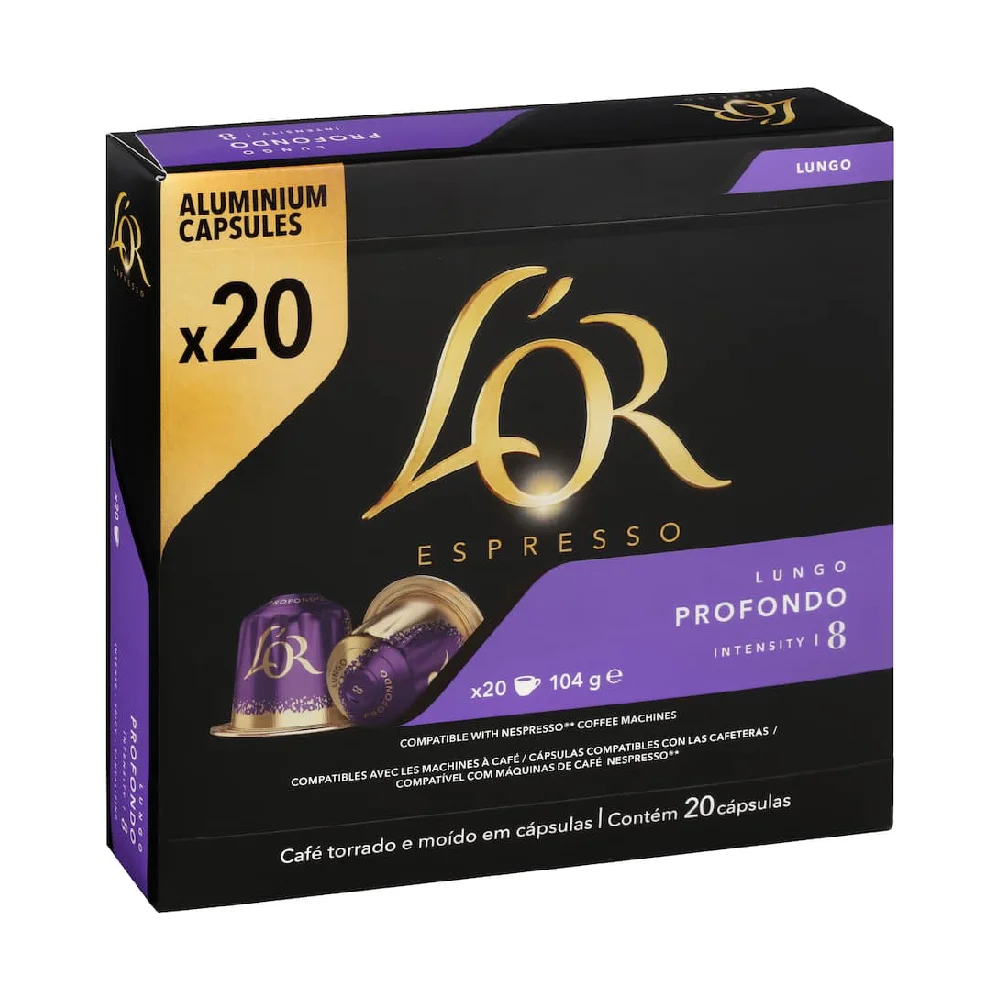 L’Or Espresso Lungo Profondo Aluminium Capsules 20 Capsules