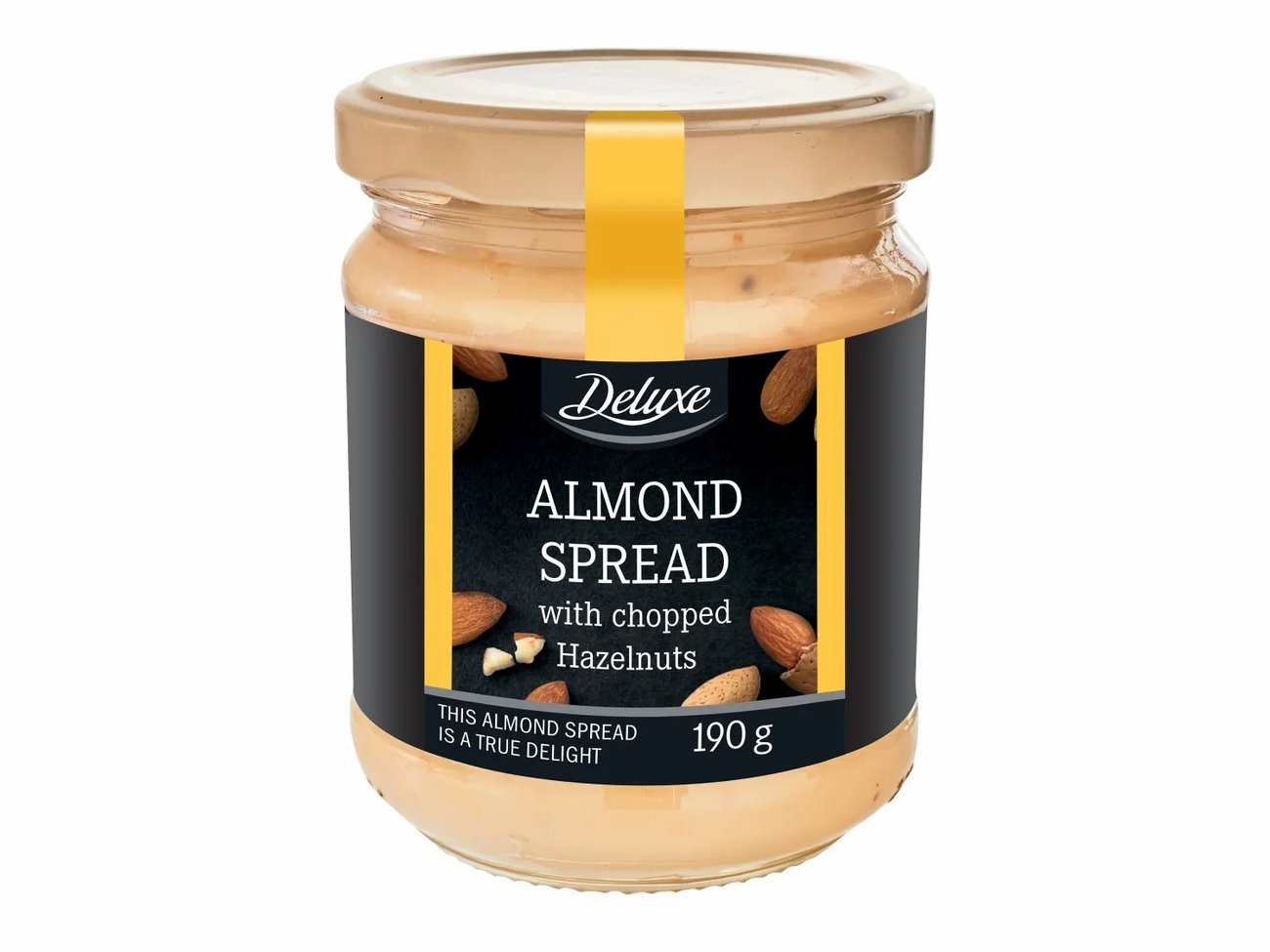Pâte à Tartiner à l&rsquo;Amande avec Éclats de Noisettes Deluxe 190g