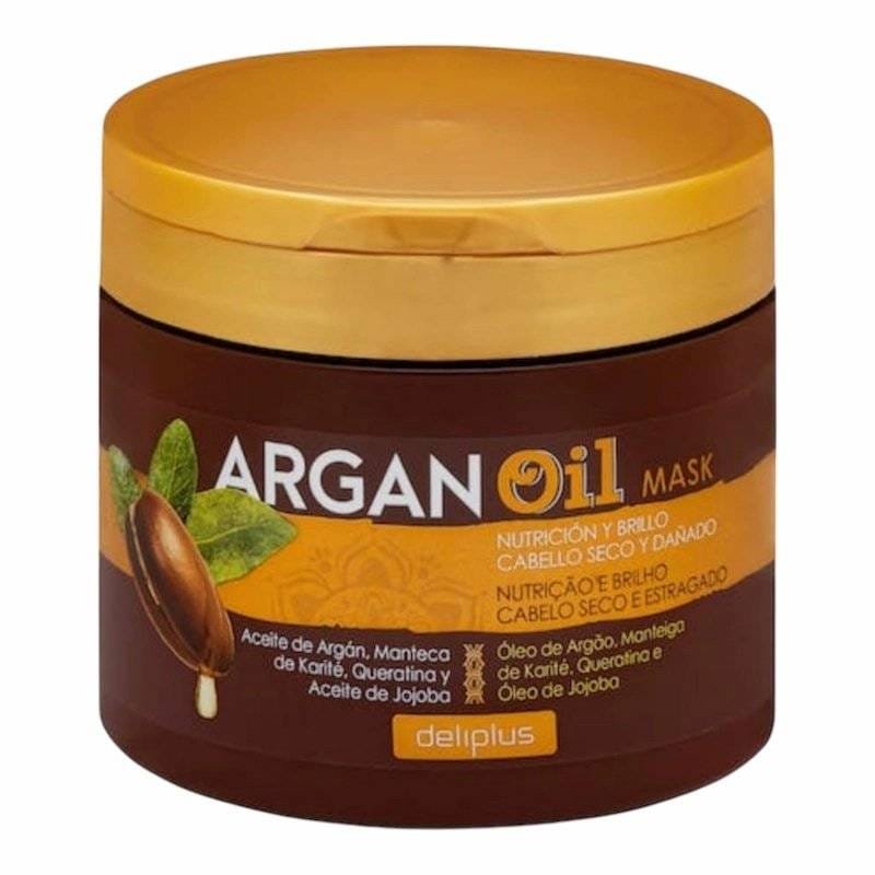 Lot de 2 shampoings 400 ml et masque 400 ml à l'huile d'argan pour cheveux secs et abîmés, 2 x 400 ml Deliplus – Image 2